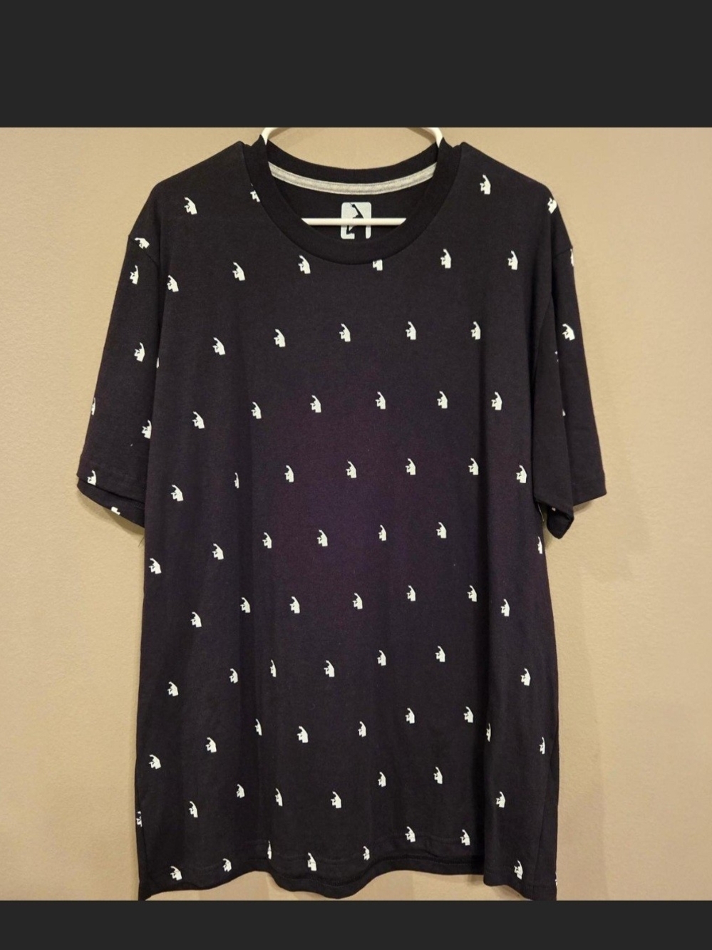 Rocawear Black Short-Sleeve Tee with White Micro Logo Pattern